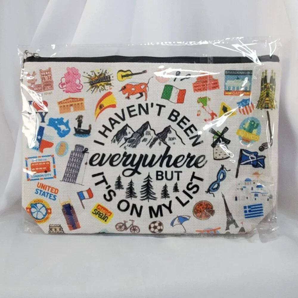 Travel-Themed Cosmetic Pouch  